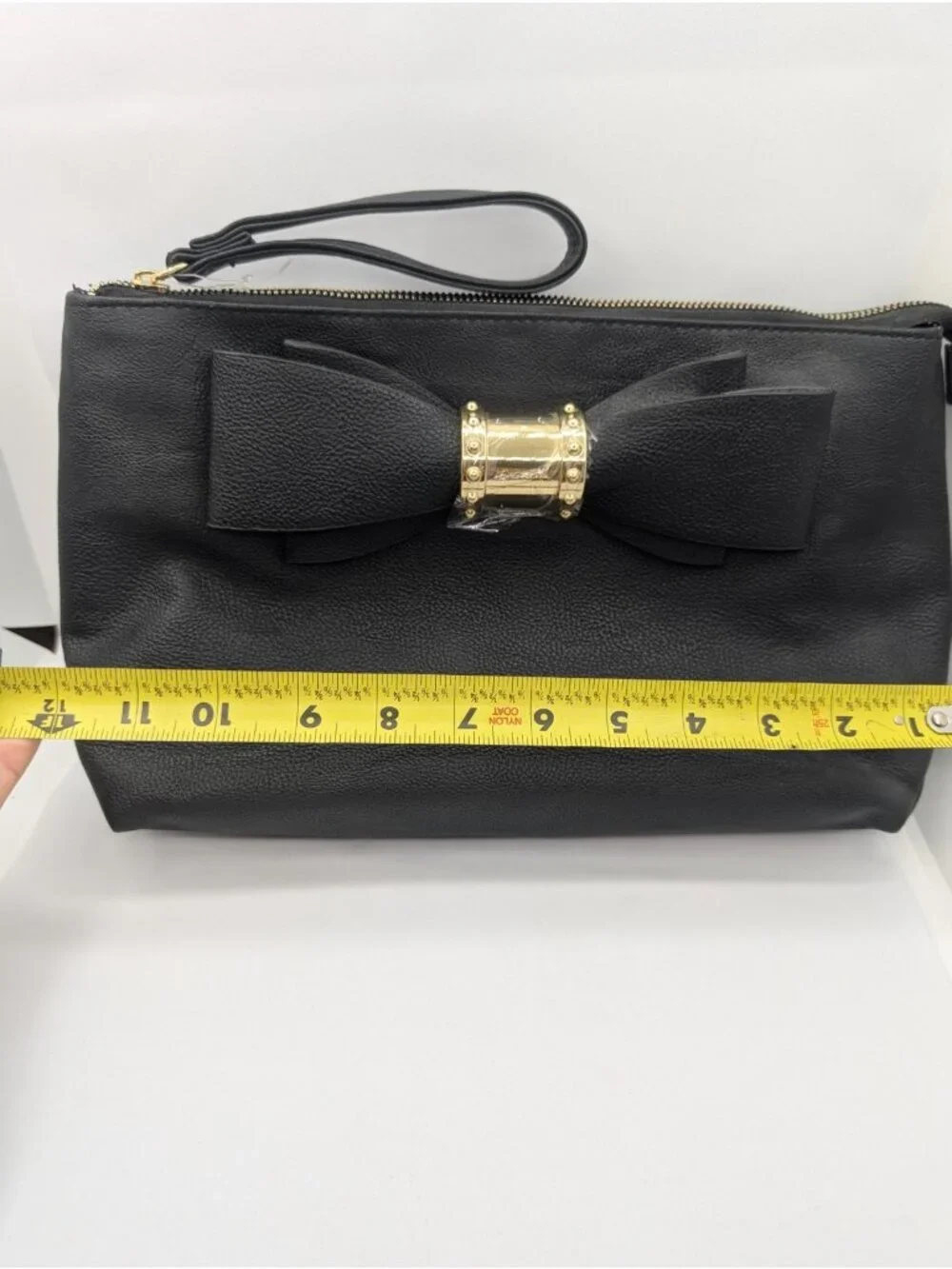 Betsey Johnson Black Pebble Faux Leather wristlet Clutch Bow Mall goth coquette